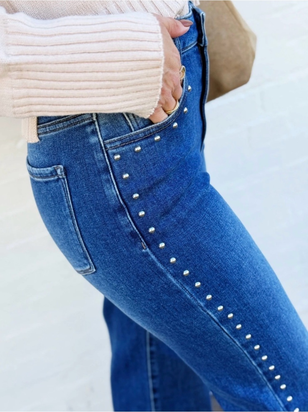 INC International Concepts Dark Wash Skinny Jeans with Side Studs